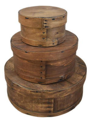 Rustic Primitive Vintage Bentwood Storage Boxes, Set of 3