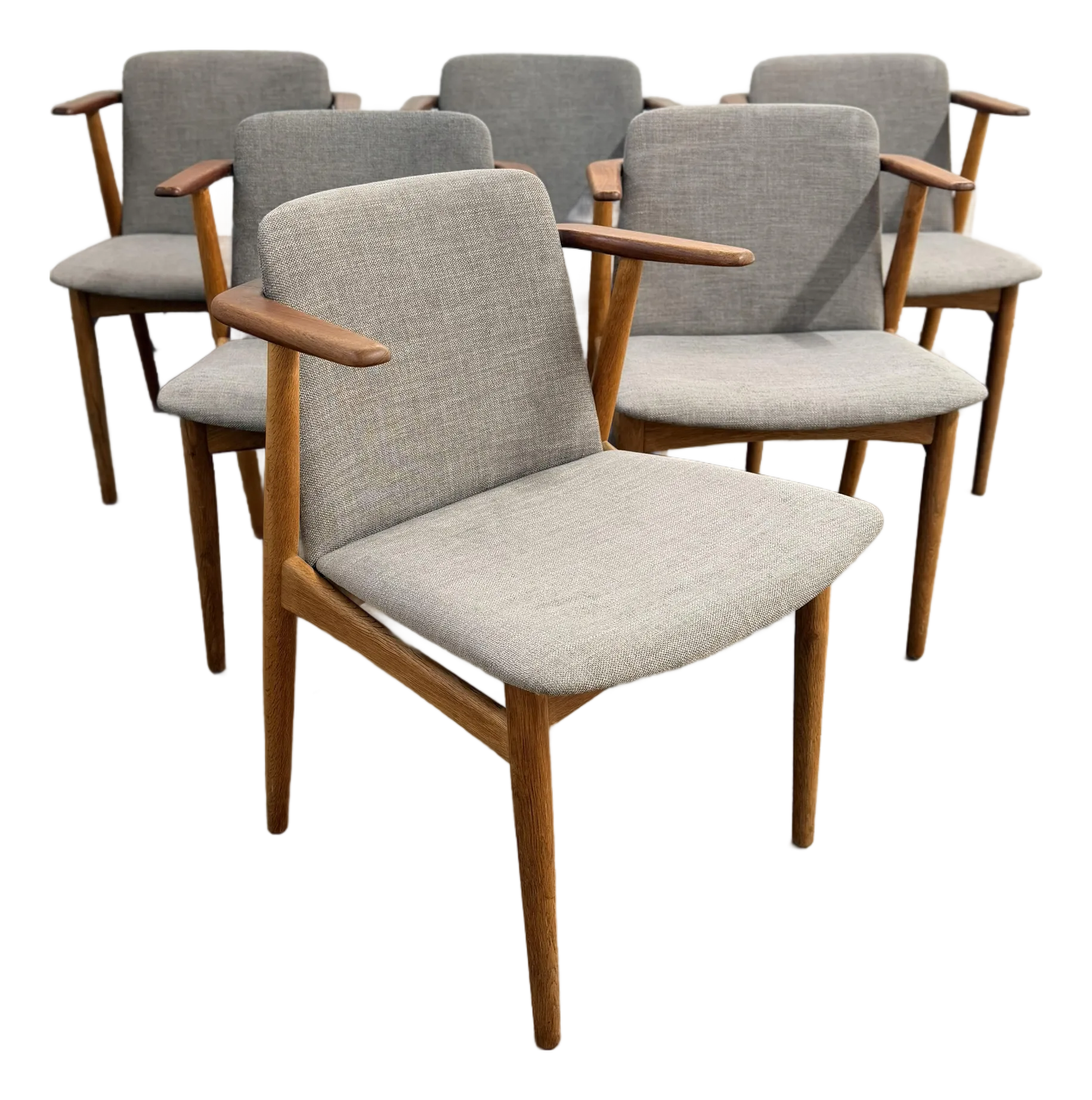Set of 6 Danish 1960s Dining Chairs Teak & Oak Hans Olsen for n.a.