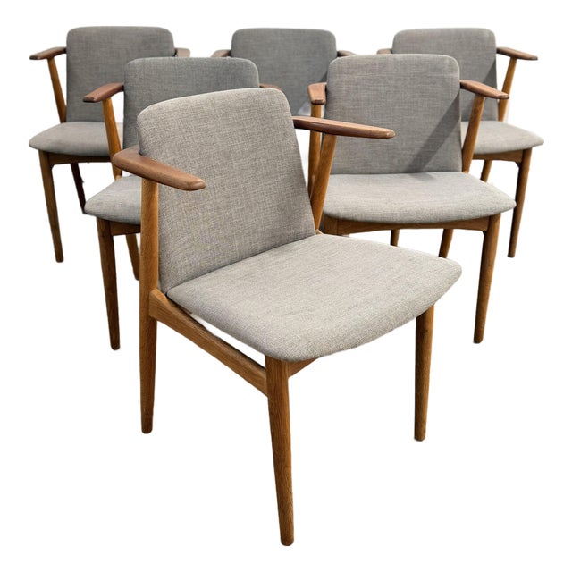 Set of 6 Danish 1960s Dining Chairs Teak & Oak Hans Olsen for n.a. Jørgensens Møbelfabrik For Sale