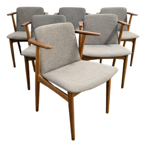 Set of 6 Danish 1960s Dining Chairs Teak & Oak Hans Olsen for n.a. Jørgensens Møbelfabrik