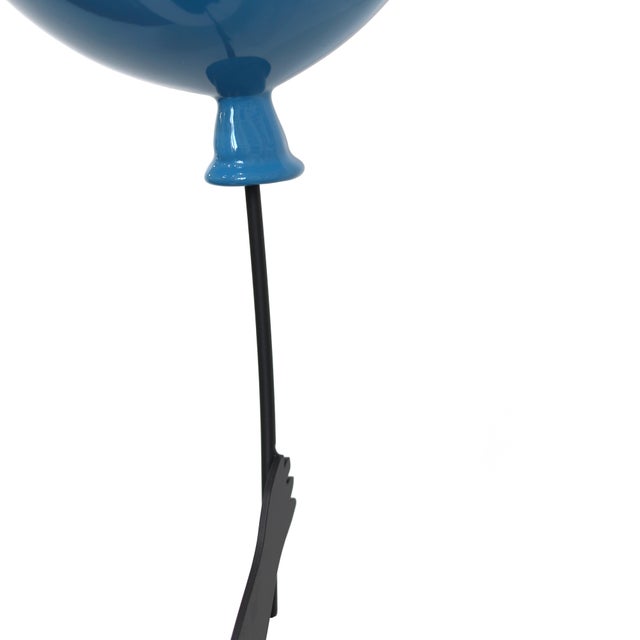Hope - Original Figurative Metal Sculpture on Steel With Glossy Blue Balloon by Nayla Saroufim For Sale - Image 4 of 10