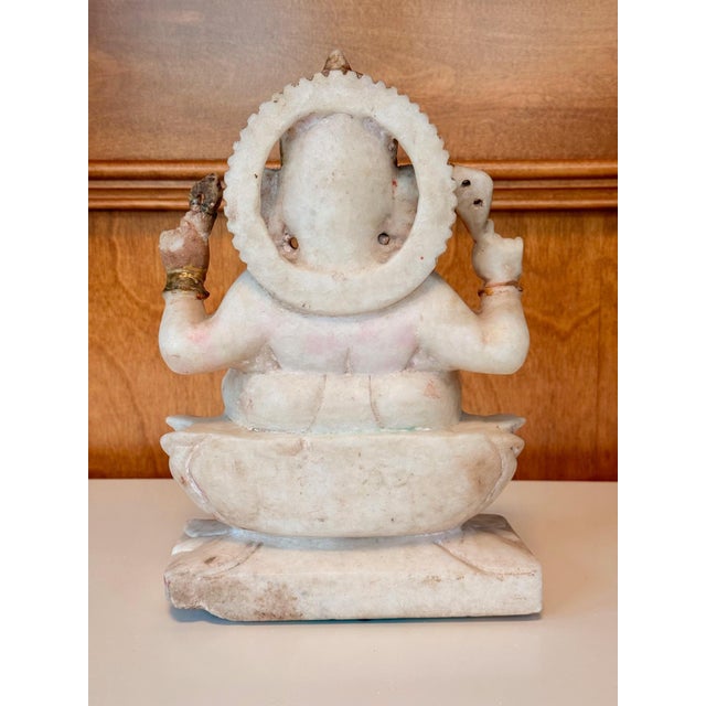 Indian Antique Carved Marble Ganesh Statue For Sale - Image 4 of 16