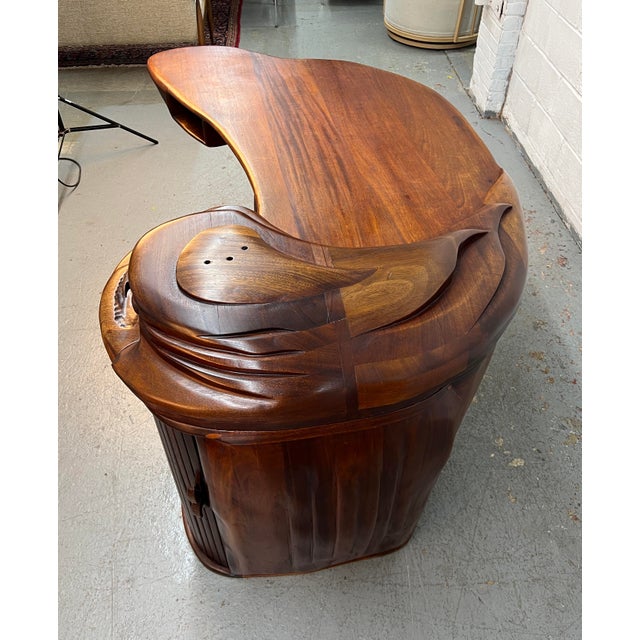 Rare Brazilian Mid-Century Sculptural Executive Desk With Tambour Pedestal For Sale - Image 4 of 16
