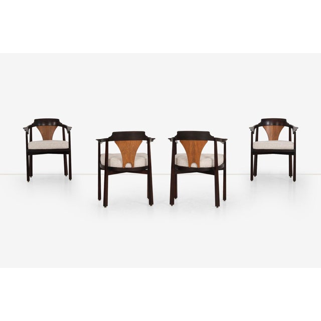 Brown Edward Wormley for Dunbar Six Dining Chairs,Model 935 "Horseshoe Chairs" 1965c. For Sale - Image 8 of 15