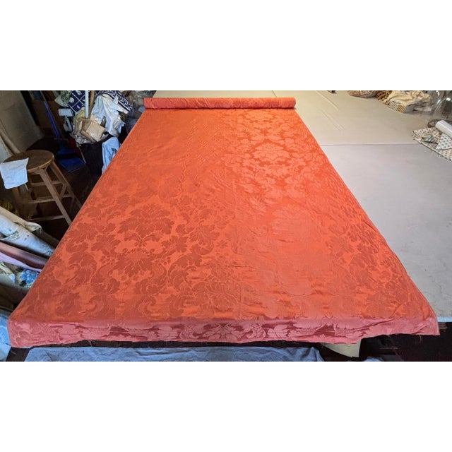 English 7.8 Yards of Salmon Damask Most Likely Attributed to Brunschwig & Fils For Sale - Image 3 of 4