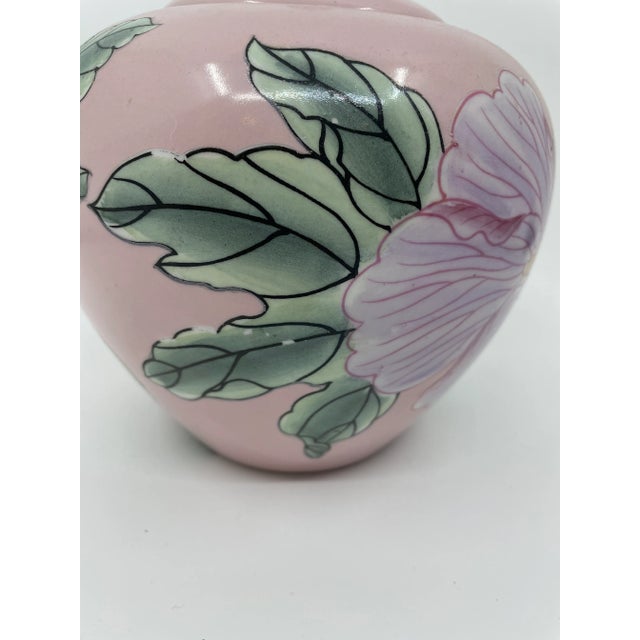 1980s Vintage Pink Floral Asian Style Ginger Gar For Sale - Image 4 of 8