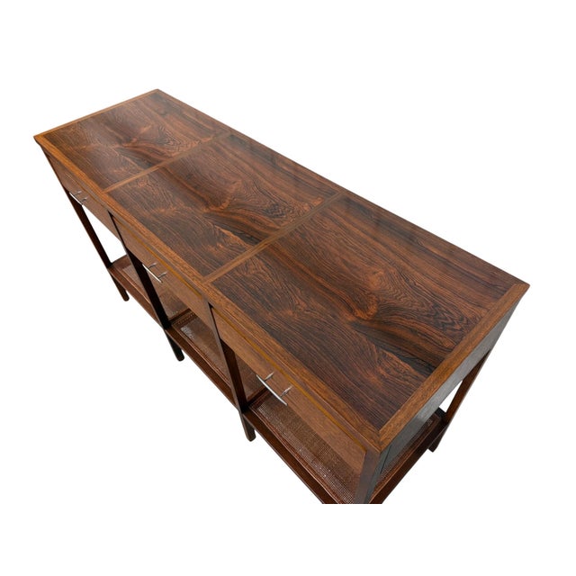 1960s Mid-Century Modern Lane Delineator Paul McCobb Walnut & Rosewood Console Table For Sale - Image 5 of 11