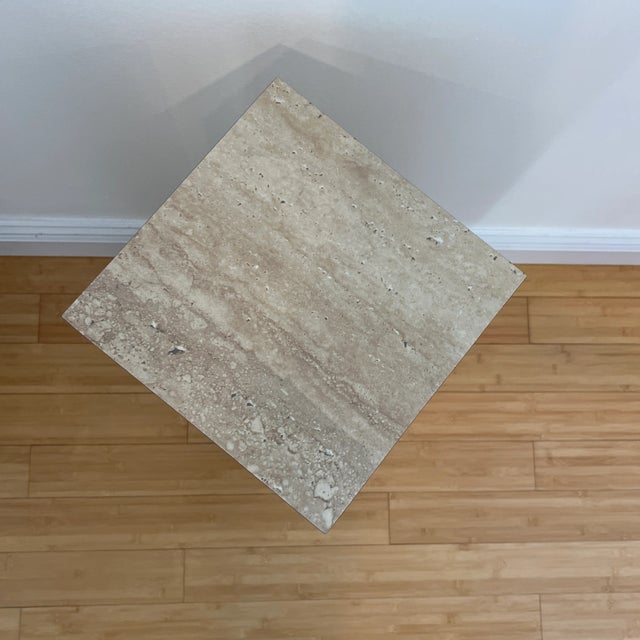 Mid-Century Modern 1980s Postmodern Faux Travertine Laminate Pedestal For Sale - Image 3 of 5