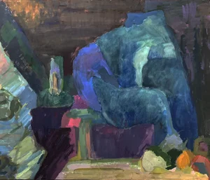 1970s "Ball" Abstract Tempera Painting by Joanna Salska