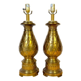Pair of Hollywood Regency Brass Artichoke Table Lamps by Stiffel, 1960s For Sale