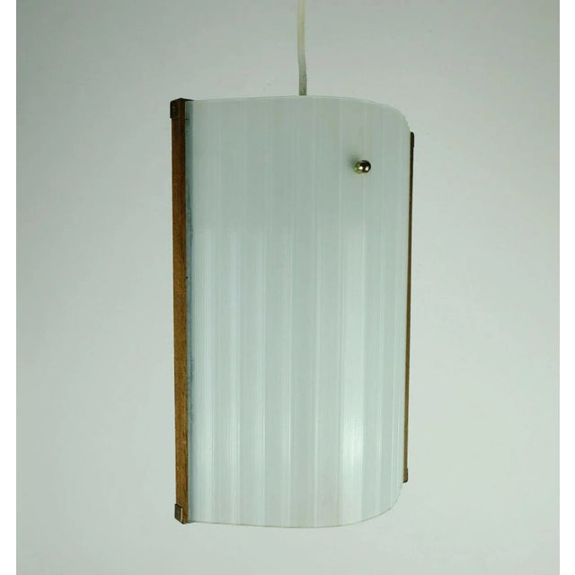 Mid-Century Modern Danish Modern Teak Opal Glass Brass Hanging Lamp For Sale - Image 11 of 11