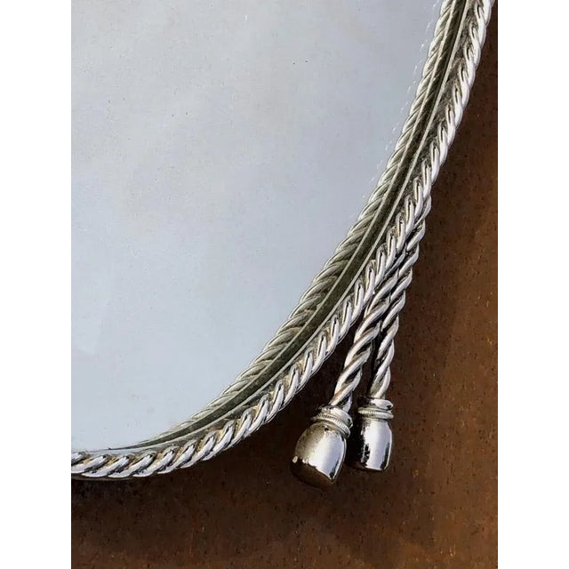 Oval Mirror in Bronze or Silver Brass in the style of Maria Pergay, France, 1960s For Sale - Image 6 of 8