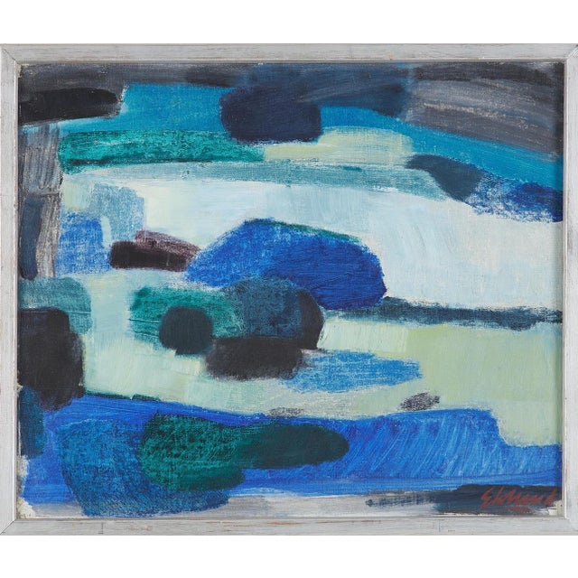 Original Vintage Swedish Oil on Canvas Laid on Panel – “Blå kust” (Blue Coast) by Bengt Eklund (1916–1989) – Signed –...