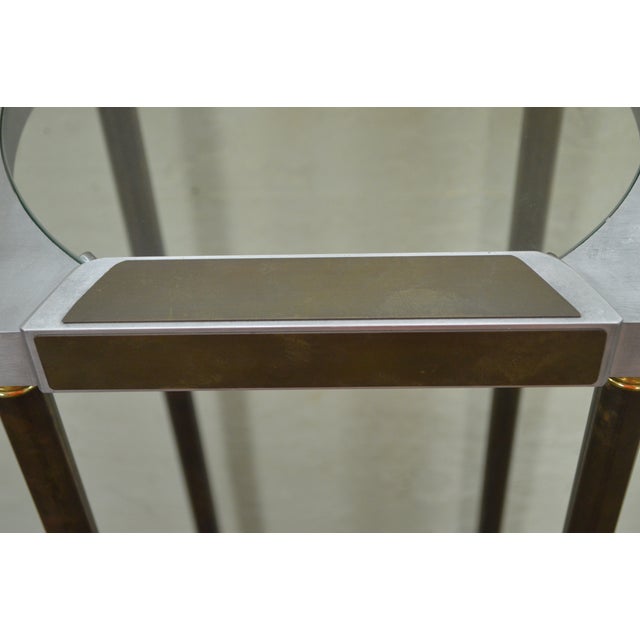 Mid Century Modern Mixed Metal Inset Glass Top Plant Stand Chairish