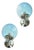 Light-Blue Ballotton Murano Glass Wall Sconces by Simoeng, Set of 2 For Sale