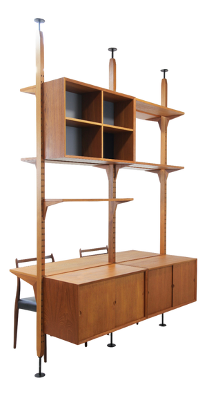 Two-Strip Freestanding Cado Wall Shelf in Teak by Poul Cadovius, 1960s