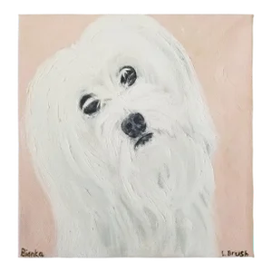 “Bianka” Giclee Print of an Oil Portrait of a Bichon Frise by Linda Brush