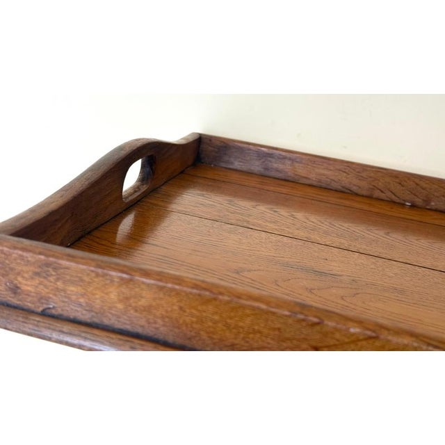 Large German Arts and Crafts Handcrafted Oak Serving Tray, 1920s For Sale - Image 18 of 18