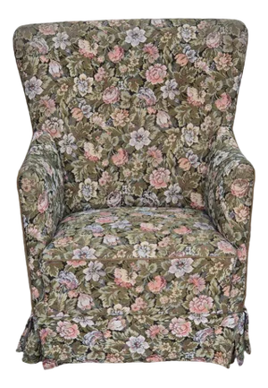 Danish Armchair in Flowers Furniture Fabric., 1970s
