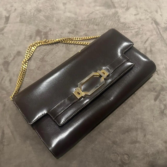1970s Brown Leather Italian Clutch Bag For Sale - Image 4 of 13