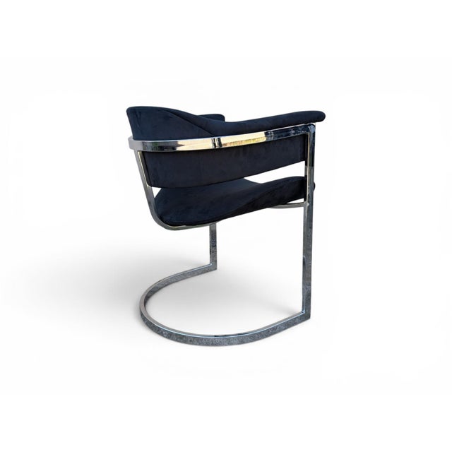 Dining Chairs in Steel and Black Velvet, 1970s, Set of 6 For Sale - Image 12 of 18