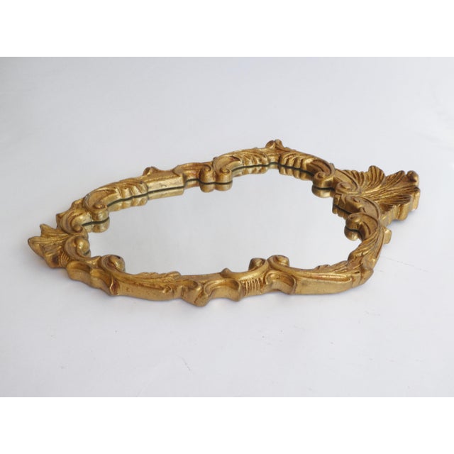 Small Baroque Style Gilded Wall Mirror, 1960s For Sale - Image 6 of 9