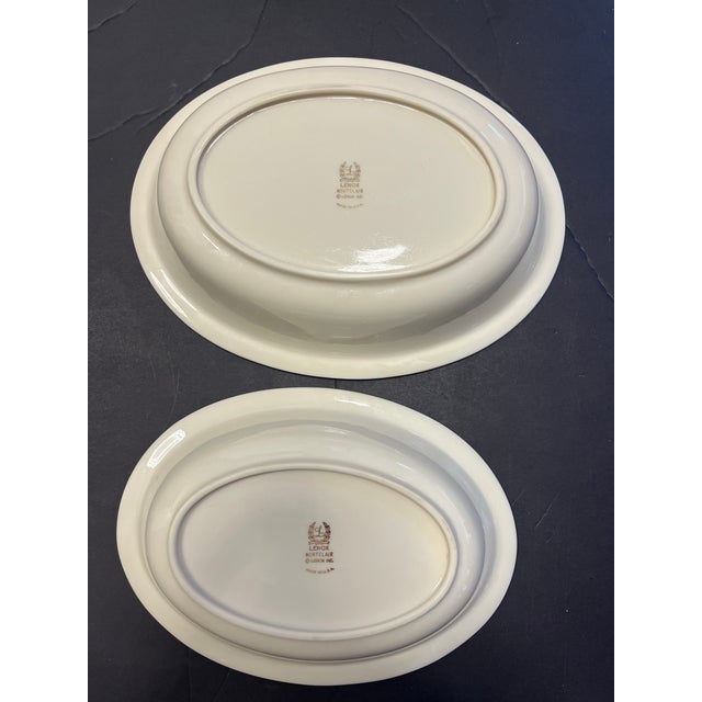 Lenox Vintage Lenox Montclair Platinum Trim Oval Serving Bowls – Pair of Ivory China Vegetable Dishes Holiday Tableware For Sale - Image 4 of 10