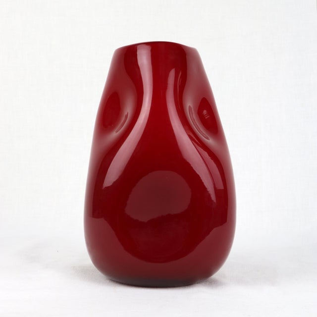 Mid-Century Ruby Red Glass Vase with Organic Hollows, Italy, 1970s For Sale - Image 6 of 6