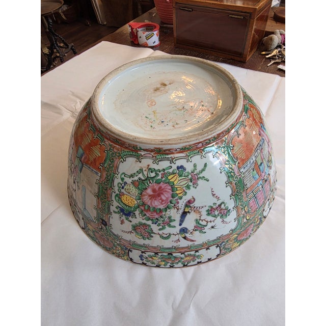 Large Antique Chinese Export Medallion Punch Bowl For Sale In San Antonio - Image 6 of 16