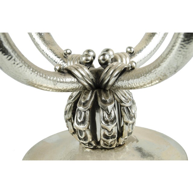 Metal Pair of 1920s Art Déco Polished Silvered Bronze 4-Arms Candelabras, France For Sale - Image 7 of 9