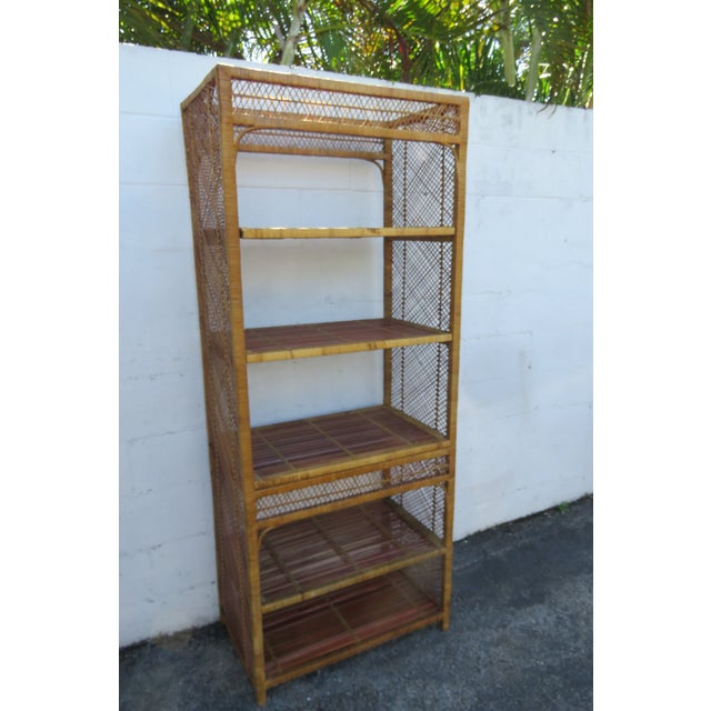 Late 20th Century Bamboo Wicker Rattan Display Shelving Unit Etagere 6161 For Sale - Image 4 of 11