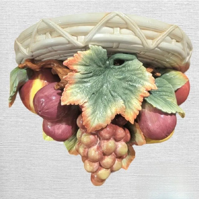 A beautiful vintage Fitz and Floyd ceramic colorful fruit wall shelf bracket. The bracket is so pretty with shiny ceramic...