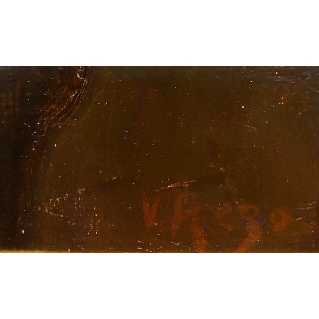 Textile Naughty Old Man Drooling Over a Young Woman Photo-1920s Oil Painting For Sale - Image 7 of 10