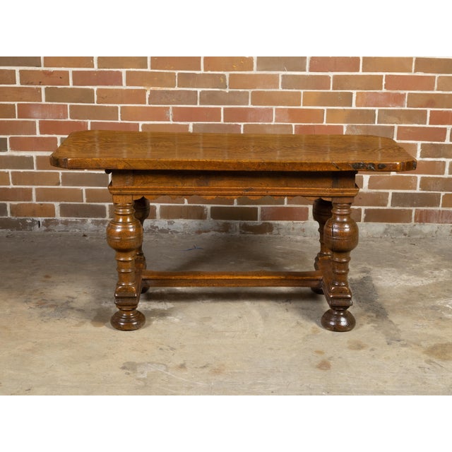 Danish Langeland Late 19th Century Oak Table With Carved Apron and Turned Legs For Sale - Image 9 of 12