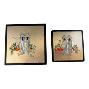 Vintage Vietnamese Lacquerware Coasters Set of 6 | Mother of Pearl Inlay Trinket Dishes | Chinoiserie Hollywood Regency Decor
