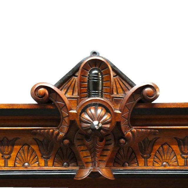 Rare Antique Victorian Egyptian Revival Figural Carved Walnut Secretary C1880 For Sale - Image 4 of 18