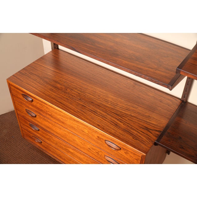 1960s 1960s Rosewood 4-Bay Fm Reolsystem Wall Unit by Kai Kristiansen for Feldballes Mobelfabrik For Sale - Image 5 of 14