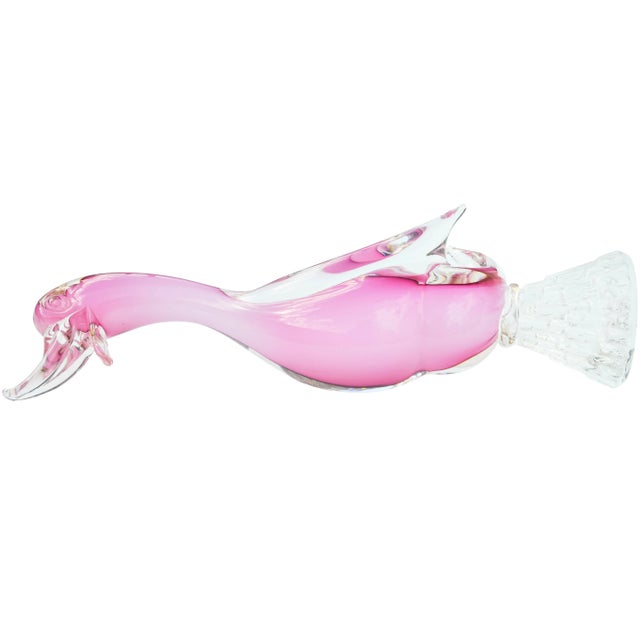 Glass Vintage Large Italian Art Glass Pink Bird Figurine Marked Formia Vetri DI Murano For Sale - Image 7 of 9