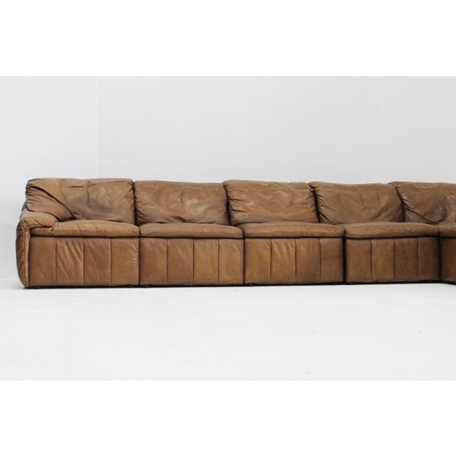 Vintage Brown Leather Modular Sofa from Laauser, 1970s, Set of 7 For Sale - Image 4 of 12