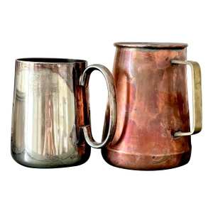 Vintage Copper Mug & Silverplate Tankard Set – Copper Fire Patina-Tavern