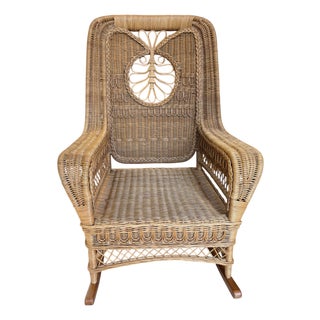 Late 20th Century Ralph Lauren Safari Collection Tan Wicker Rocking Chair For Sale