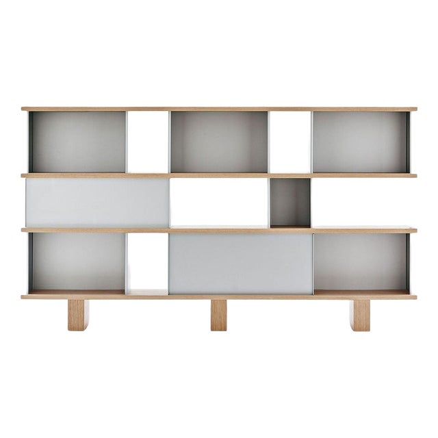 Nuage Shelving Unit in Wood and Aluminium by Charlotte Perriand for Cassina For Sale