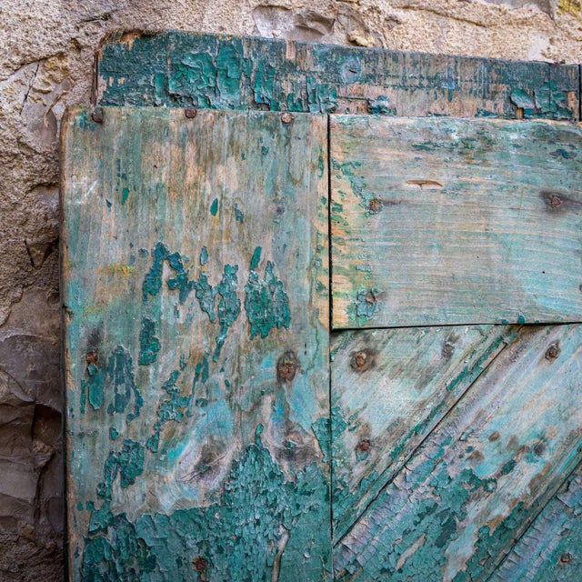 Green Door with Chevron Design For Sale - Image 5 of 15