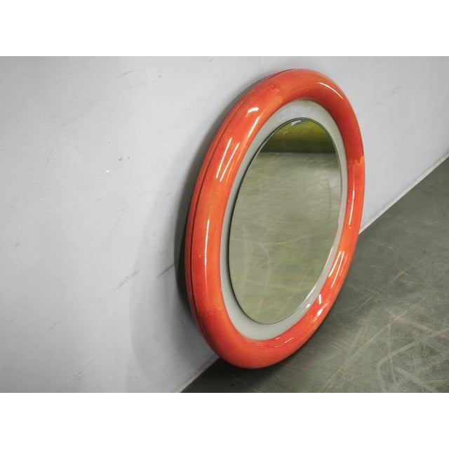 Italian Space Age Illuminated Round Wall Mirror, 1970s For Sale - Image 4 of 13