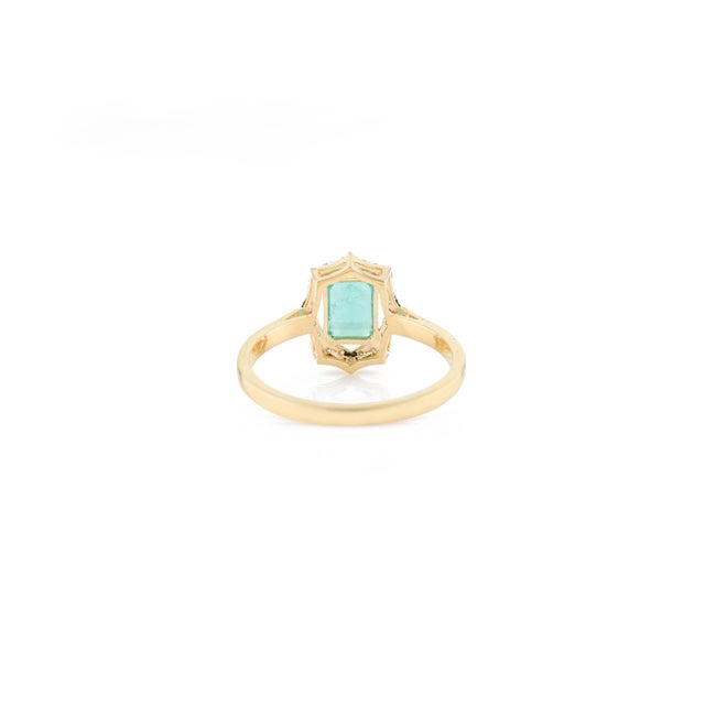 1.07 Ct Princess Cut Emerald Halo Diamond Wedding Ring Size 6.5 For Sale In New York - Image 6 of 11