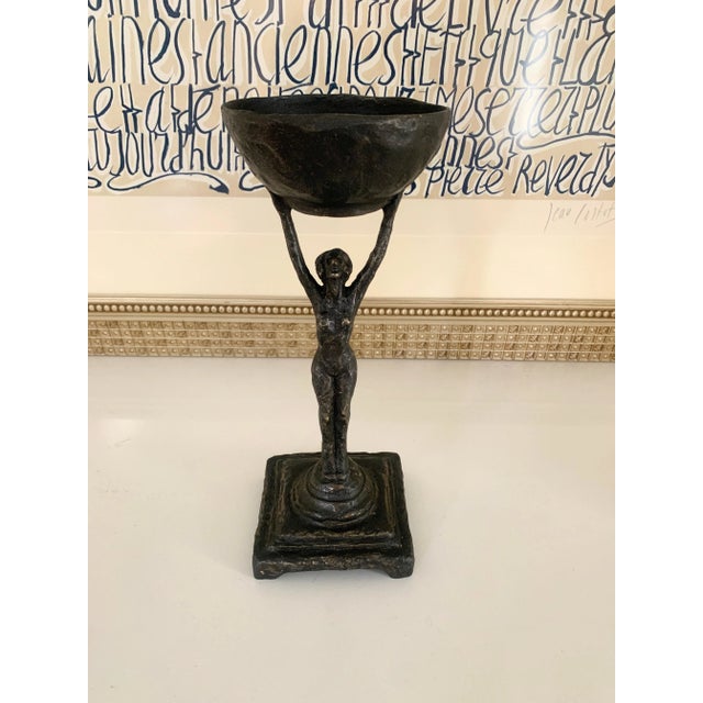 Bronze Female Figure Holding a Cup For Sale - Image 4 of 9