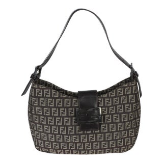 Vintage Tobacco Zucchino Canvas Vitello Hobo For Sale
