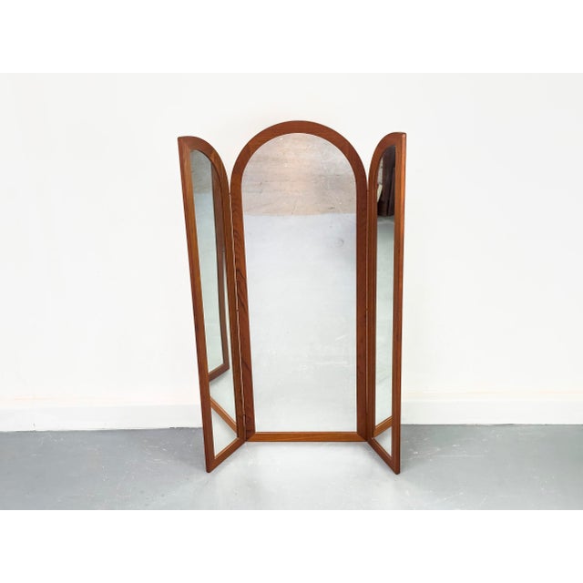 Vintage Foldable Teak Mirror from Fakse Furniture, 1960s For Sale - Image 4 of 13