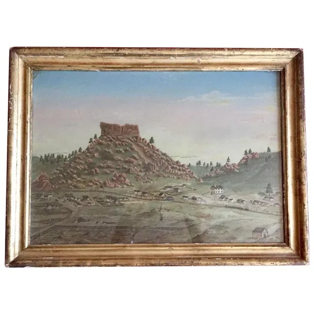 19th Century Folk Art American West Colorado Landscape Oil Painting For Sale - Image 10 of 10