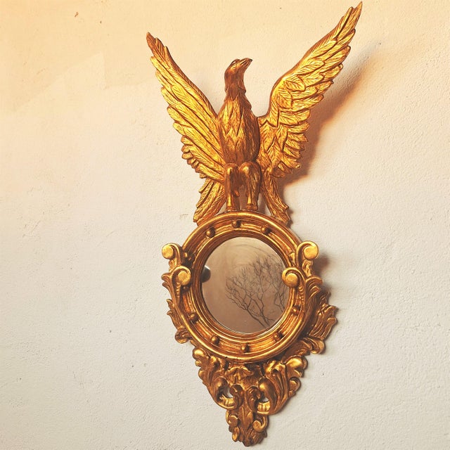 Gilded Wooden Wall Mirror with Eagle Motif For Sale - Image 5 of 5